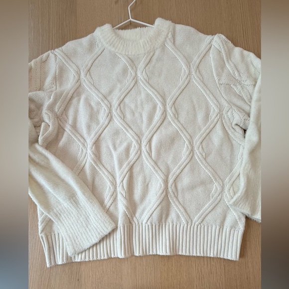 PETITE STUDIO by Keeley Wool Knit Sweater Ivory Size Small 1711 - Picture 12 of 14